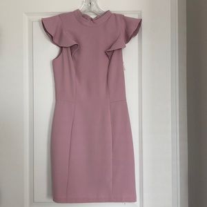 Pink shoulder ruffle dress